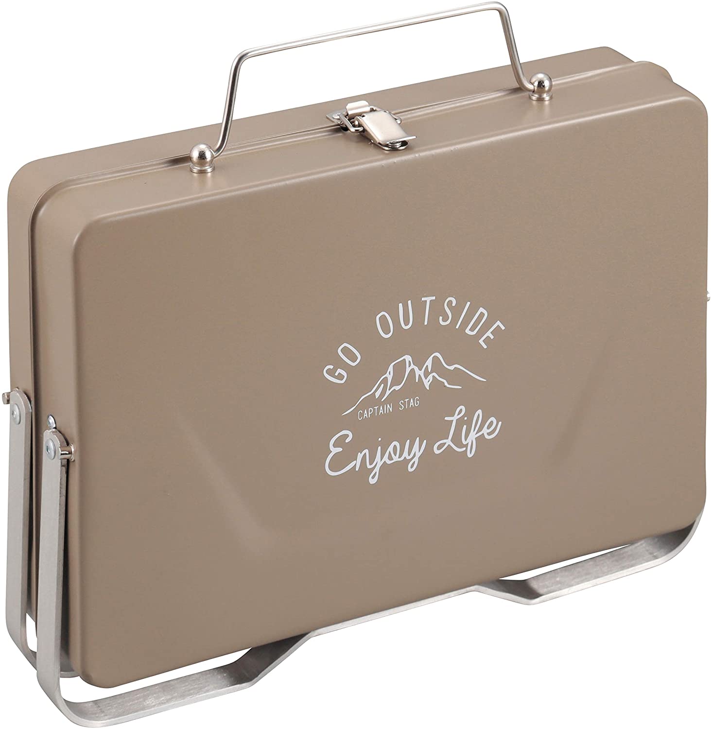 預訂｜全港免運｜Captain Stag - V型可摺叠式 桌面戶外烤架 Camping烤架 BBQ Grill (卡其色)【平行進口｜約10-15個工作日內寄出】 - Premium Mall HK