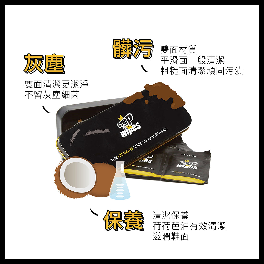 (現貨｜全港免運) 英國 Crep Protect Wipes 抹鞋用/波鞋簡易清潔 濕紙巾 鐵盒包裝 (1盒 12張) - Premium Mall HK