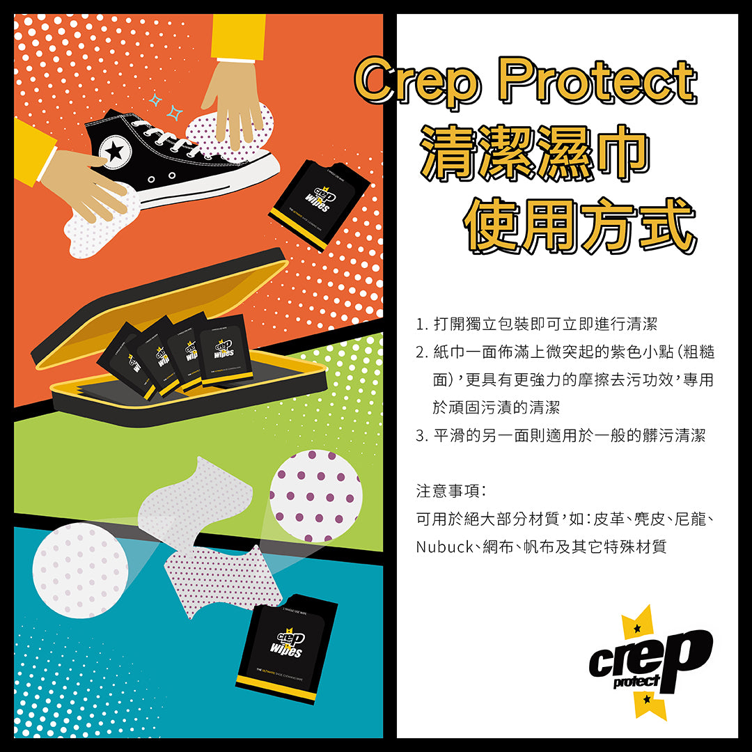 (現貨｜全港免運) 英國 Crep Protect Wipes 抹鞋用/波鞋簡易清潔 濕紙巾 鐵盒包裝 (1盒 12張) - Premium Mall HK