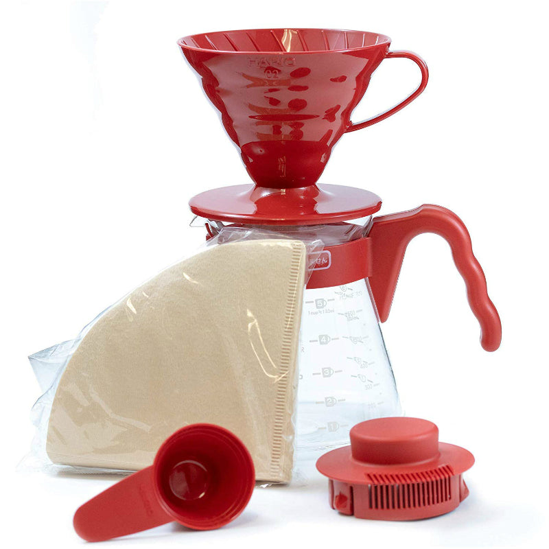 (現貨｜全港免運) HARIO V60 膠濾杯 濾泡咖啡壺組/滴漏咖啡壺組 套裝 含40張濾紙 V60 Coffee Server 02 Set VCSD-02【平行進口】 - Premium Mall HK