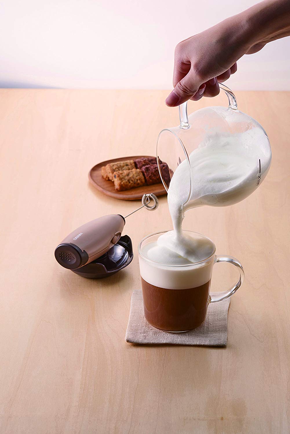 (預訂｜全港免運) HARIO 電動奶泡器 連玻璃碗套裝 Creamer (Milk 100ml) CQT-45BR【約10-15個工作日內寄出】 - Premium Mall HK