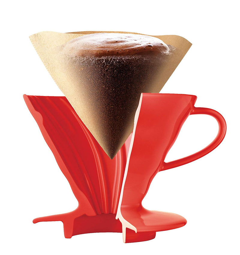 (預訂｜全港免運) HARIO V60 01 紅色陶瓷濾杯 濾泡咖啡壺組/滴漏咖啡壺組 套裝 Dripper & Pot (1-2杯) VDS-3012R【約10-15個工作日寄出】 - Premium Mall HK