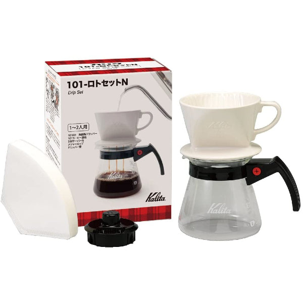 (預訂｜全港免運) Kalita 101系列 1-2人用 陶瓷濾杯 滴漏咖啡壺組套裝 101 Ceramic Dripper Set N(含濾紙)【約10-15個工作日內寄出】 - Premium Mall HK