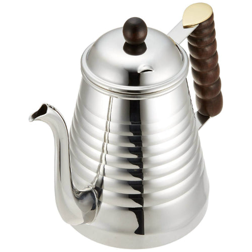 (預訂｜全港免運) Kalita 不銹鋼原木把手波紋 咖啡手沖壺 Wave Pot (1L)【約10-15個工作日內寄出】 - Premium Mall HK