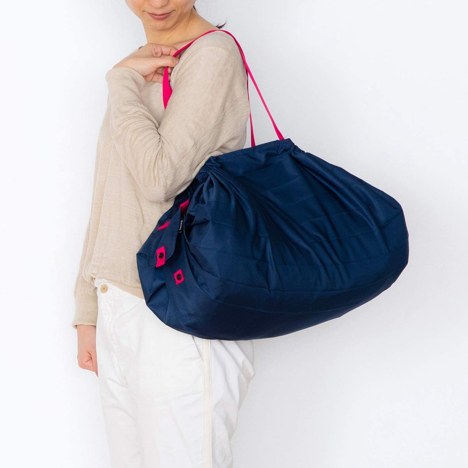 (現貨｜全港免運) 日本 MARNA Shupatto Compact Bag 一拉快速收納購物袋 S419 (L Size) - Premium Mall HK