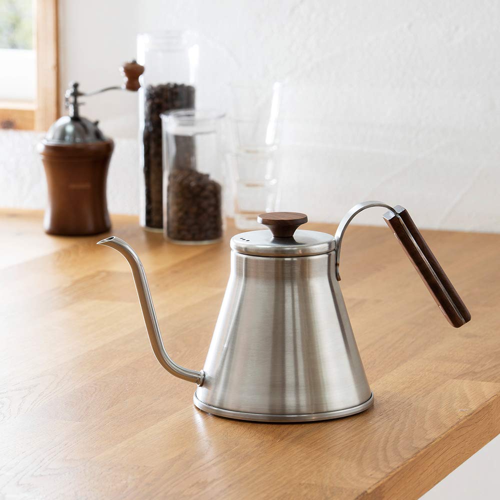(預訂｜全港免運) HARIO V60 木把手 復古不銹鋼細口咖啡手沖壺 Drip Kettle (800ml) VKW-120-HSV【約10-15個工作日內寄出】 - Premium Mall HK